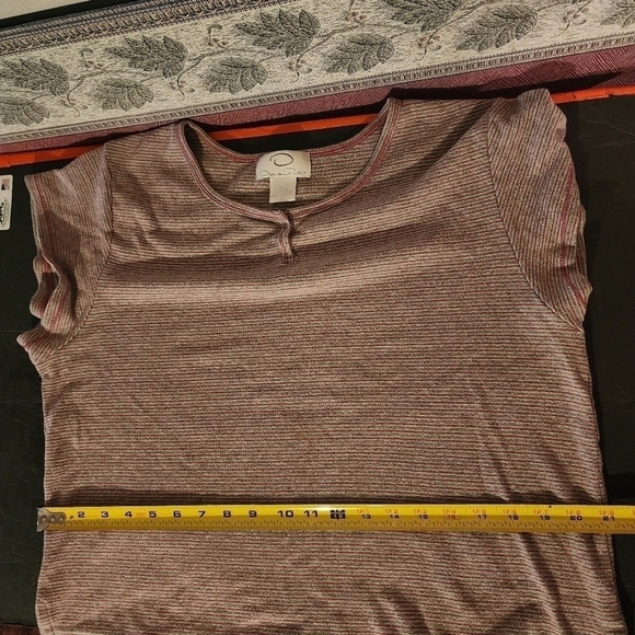 O Oscar De La Renta Striped Short Sleeve Top Size L - Picture 7 of 10